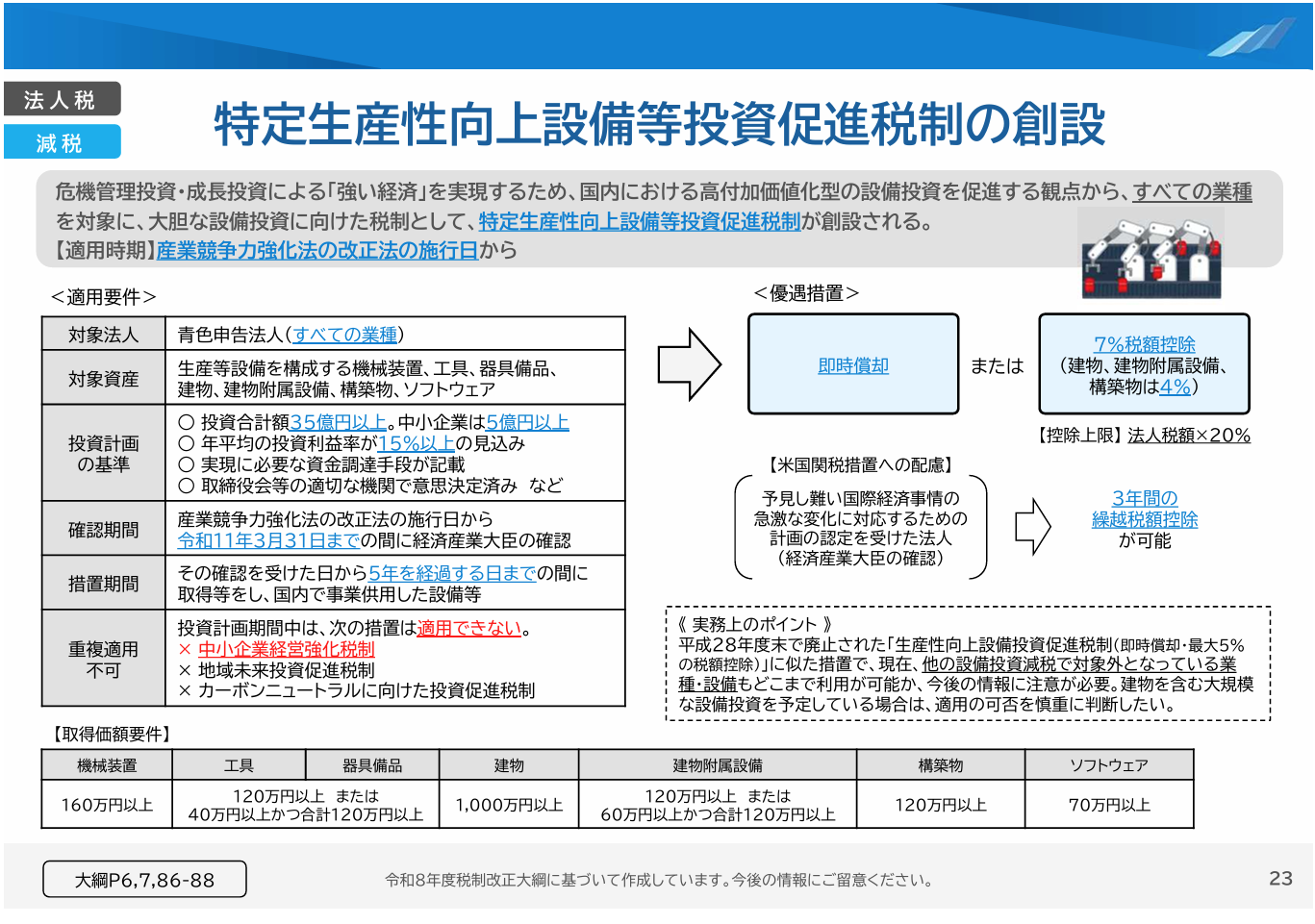 令和8年度税制改正の目玉！「特定生産性向上設備等投資促進税制