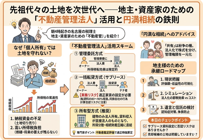 先祖代々の土地を次世代へ──地主・資産家のための「不動産管理法人」活用と円満相続の鉄則