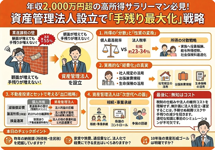 年収2,000万円超の高所得サラリーマン必見！資産管理法人設立で「手残り最大化」戦略