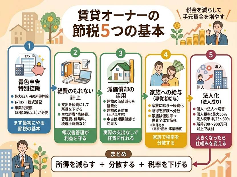 大家さん必見！賃貸経営で使える5つの節税テクニック