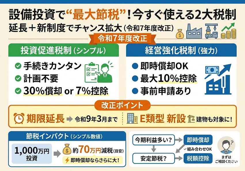 令和7年度改正対応！中小企業投資促進税制と経営強化税制の賢い使い方