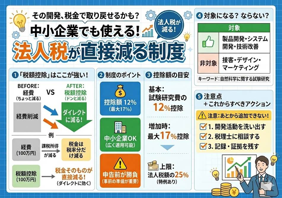 あなたの会社でも使えるかもしれない！試験研究費の税額控除とは何か？