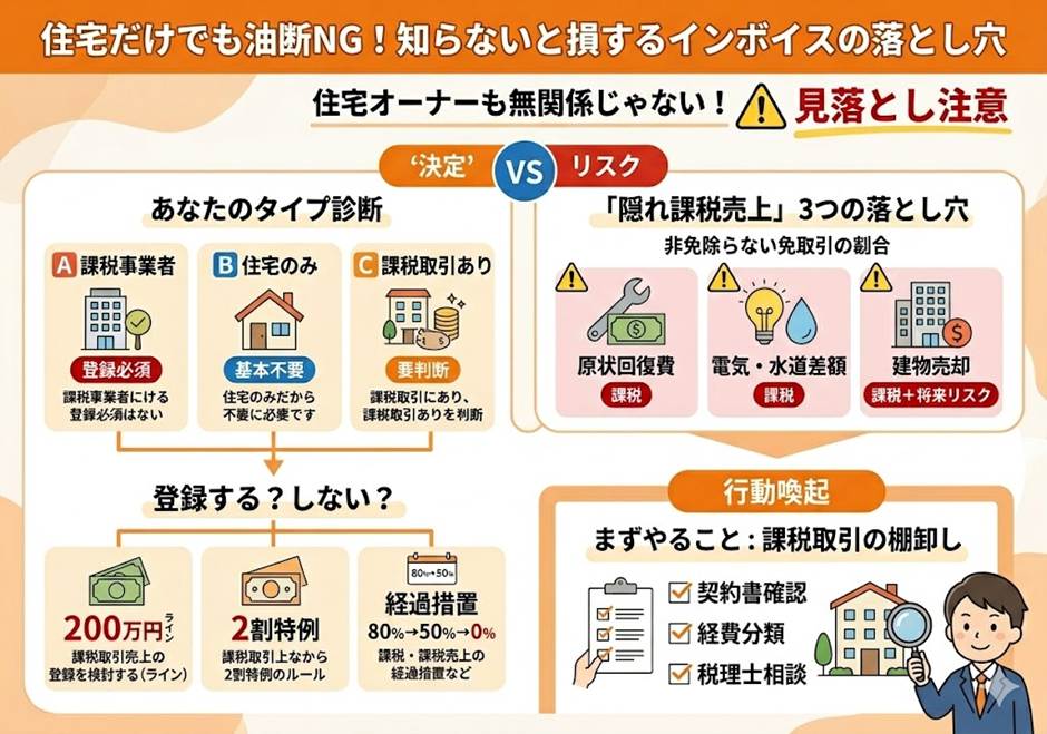 住宅家賃は非課税だから関係ない？──不動産オーナーが見落としがちなインボイスの落とし穴