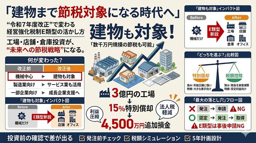 建物も優遇対象に！経営強化税制E類型を活かす5視点