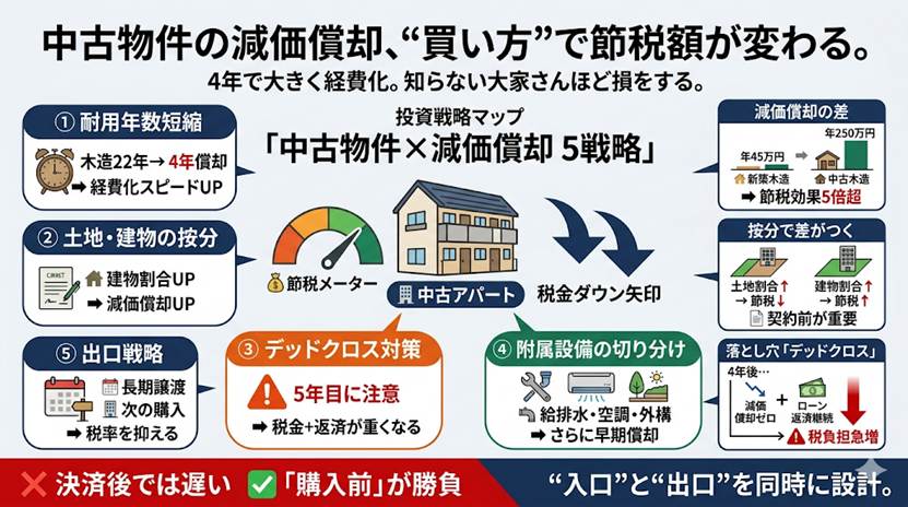 中古物件の減価償却で差がつく大家の節税5戦略
