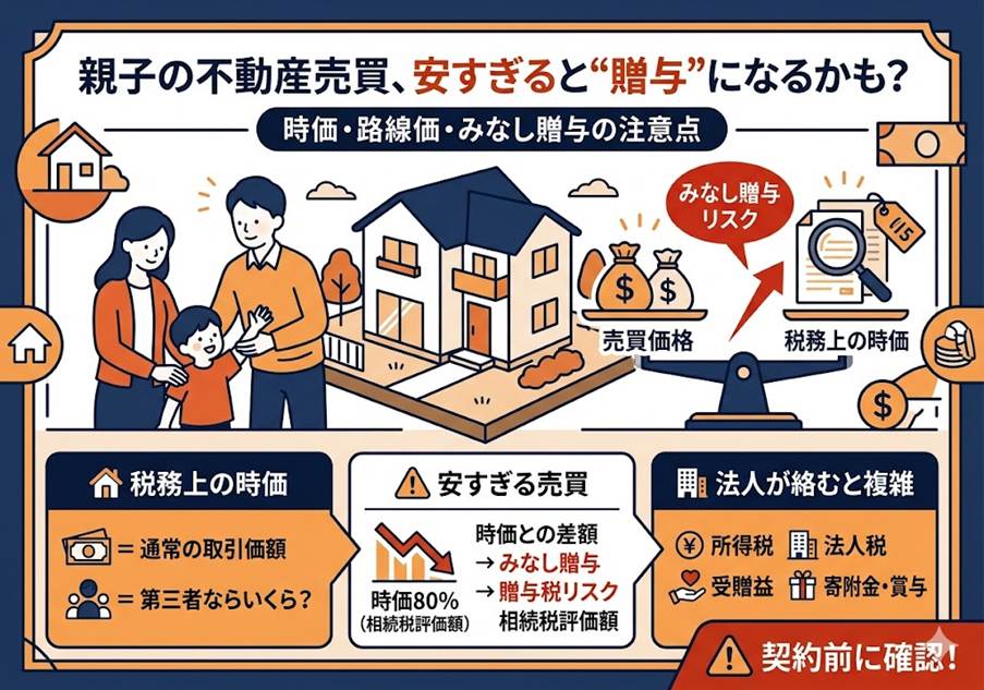 親族間の不動産売買で要注意！『税務上の時価』とみなし贈与の基礎知識