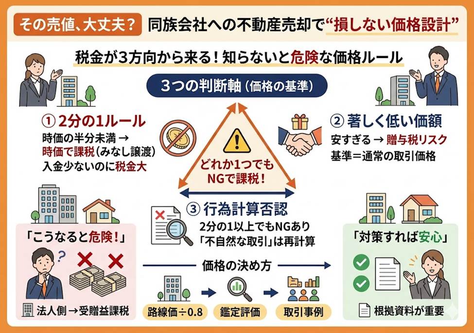 同族会社への不動産譲渡はいくらが適正か—「時価の2分の1ルール」と外せない3つの判断軸
