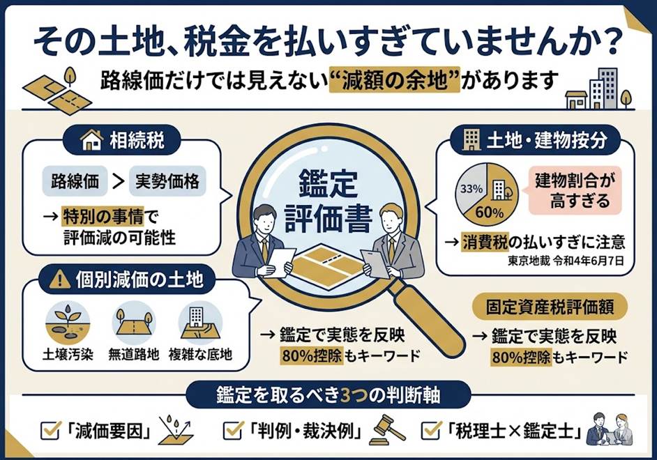 路線価で相続税を払いすぎていないか—不動産鑑定評価が効く3つの場面