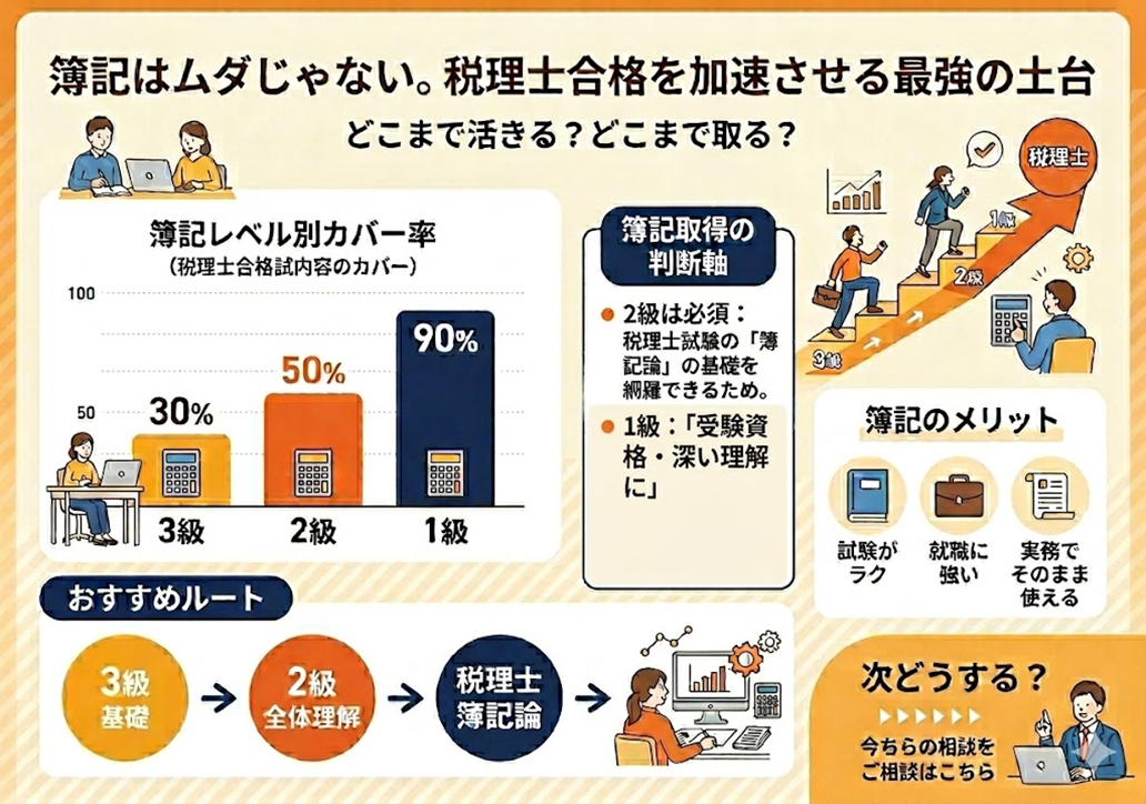 日商簿記から税理士試験へ　簿記知識は税理士試験にどのくらい活かせるか