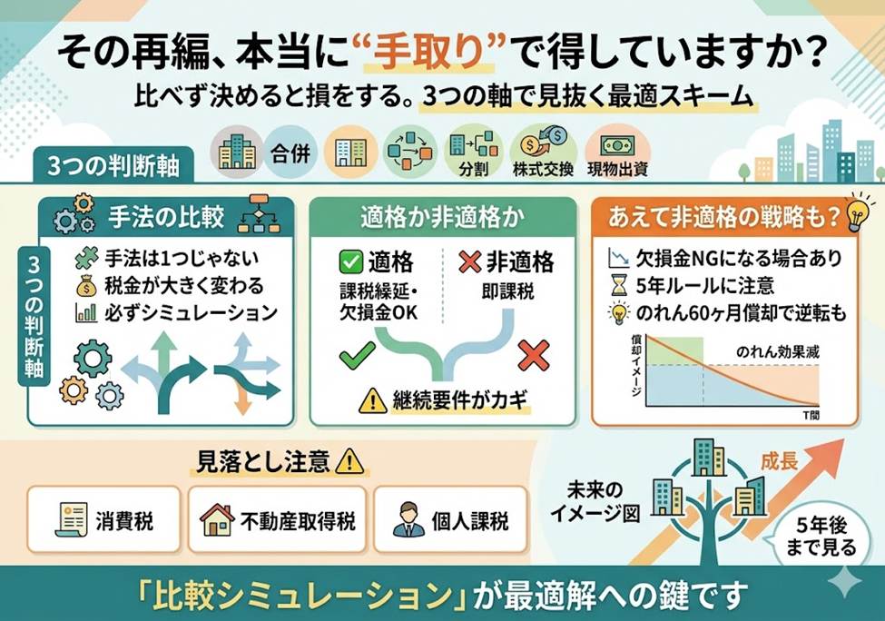 そのスキーム、本当に手取りまで比べて選びましたか?──組織再編で見落としがちな3つの判断軸
