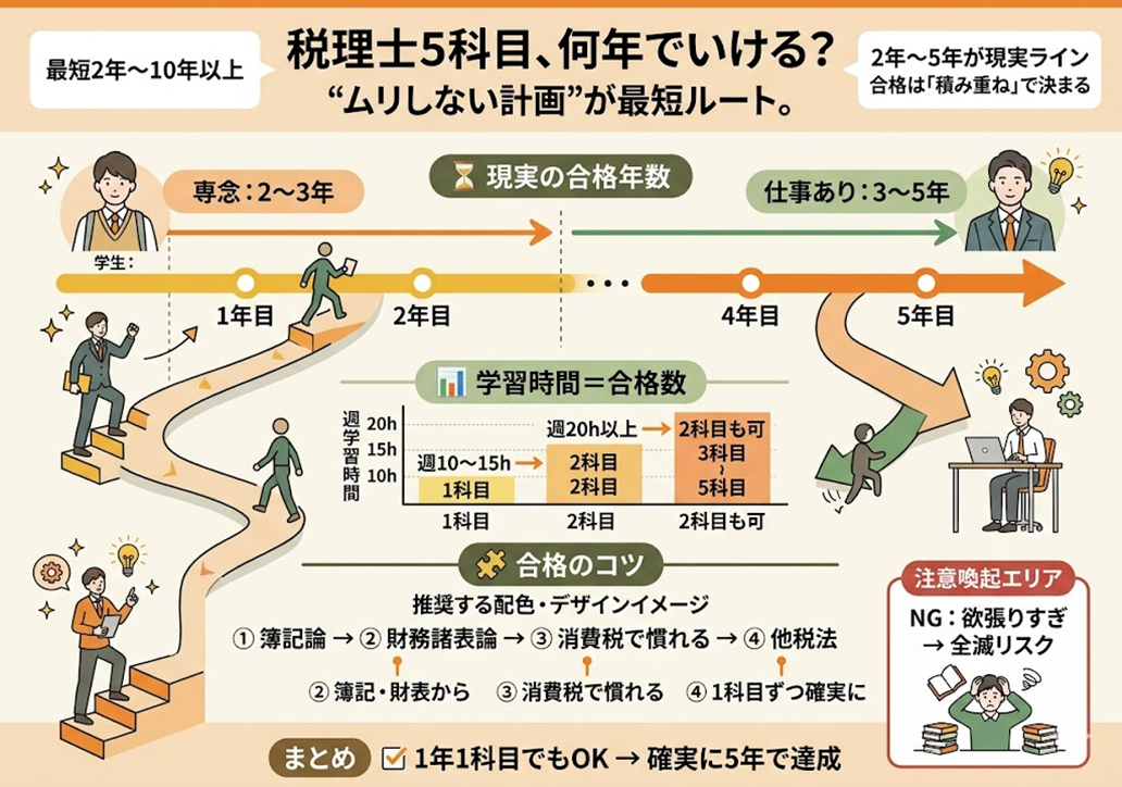 税理士試験の5科目合格まで何年かかる？現実的なスケジュールの立て方