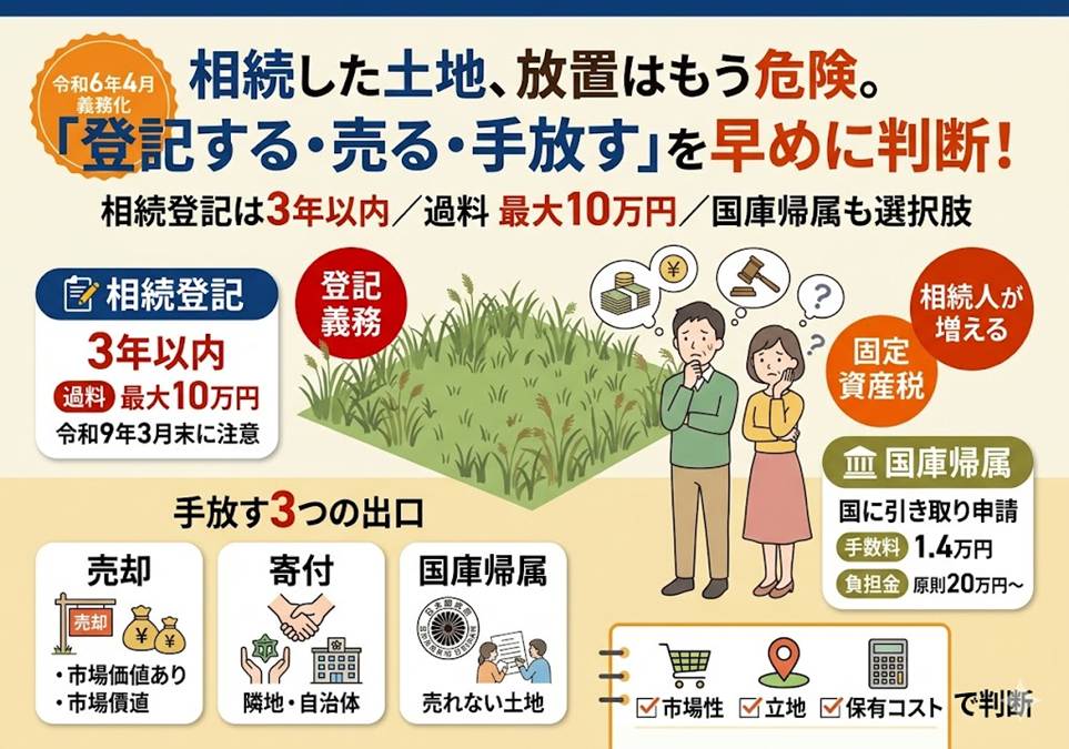 相続した使い道のない土地、放置のままで大丈夫？——義務化された「相続登記」と「国庫帰属」、手放す3つの判断軸