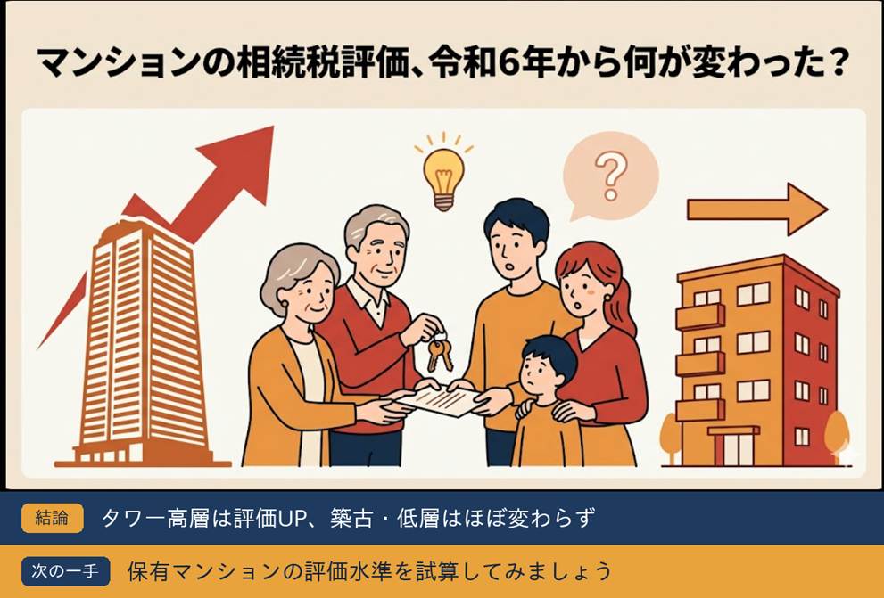 マンションの相続税評価、令和6年から何が変わった—評価水準0.6で結論が分かれる3つの判断軸