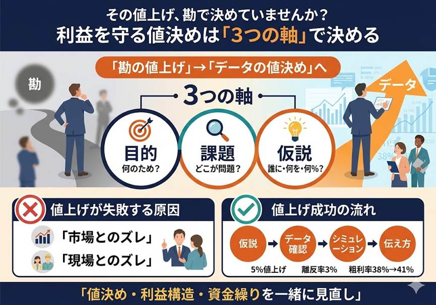 その値上げ、勘で決めていませんか?──データで決める値決めの3つの思考軸