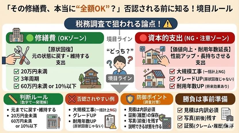 税務調査で否認されない修繕費・資本的支出の判断術