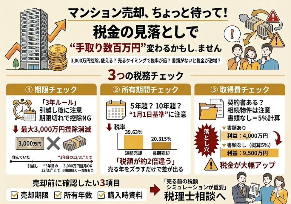 自宅マンション、いま売って大丈夫?手取りで数百万円変わる3つの税務 自宅マンション、いま売って大丈夫?手取りで数百万円変わる3つの税務