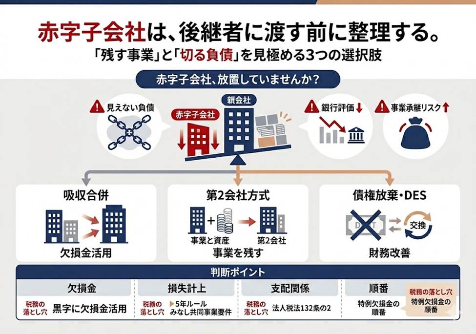 赤字子会社、放置していませんか？──債務超過子会社を整理する3つの王道スキーム