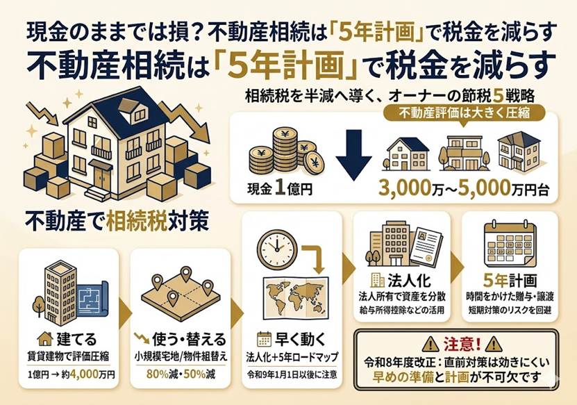 不動産で相続税を半減 オーナーが選ぶ節税5戦略