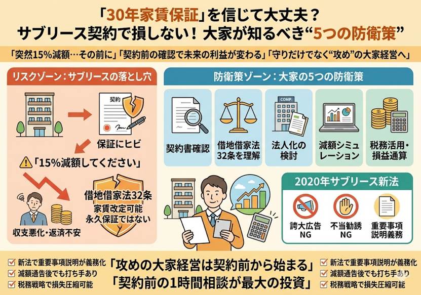 サブリース契約の家賃減額リスク 大家の5つの防衛策