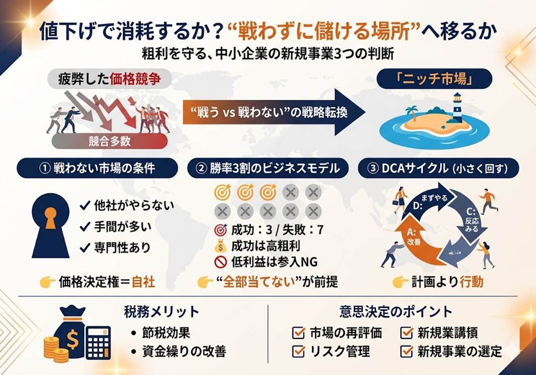 値下げ競争を続けるべきか、抜けるべきか──中小企業の「戦わない」新規事業、3つの実務判断