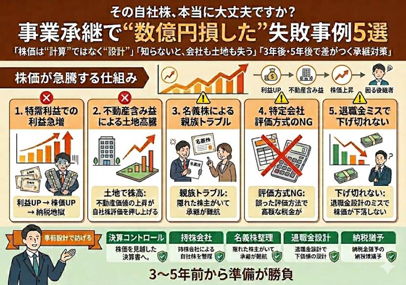 失敗事例に学ぶ自社株評価 事業承継の落とし穴5選
