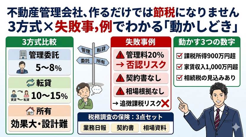 同族会社の不動産管理 失敗事例に学ぶ3方式比較