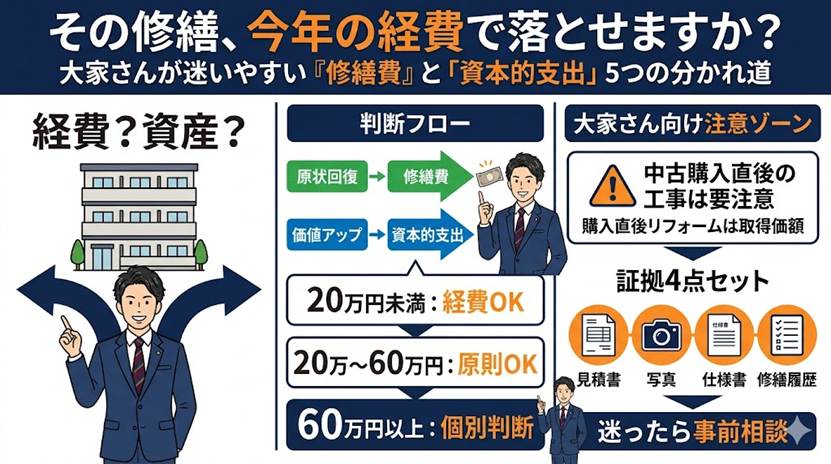 修繕費か資本的支出か 大家のための判断基準5選