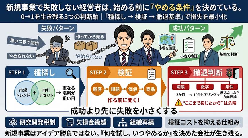 その新規事業、撤退ラインを先に決めていますか?──0→1を生き残るための3つの判断軸