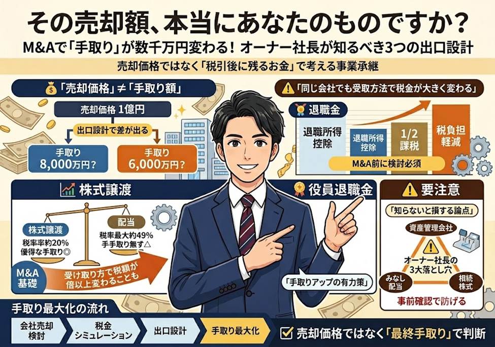 その売却価格、「手取り」はいくら残りますか？事業承継M&Aで損をしない3つの設計