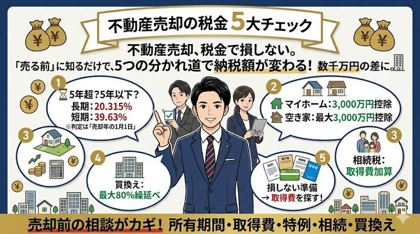 不動産売却の譲渡益課税Q&A 損しないための5大論点