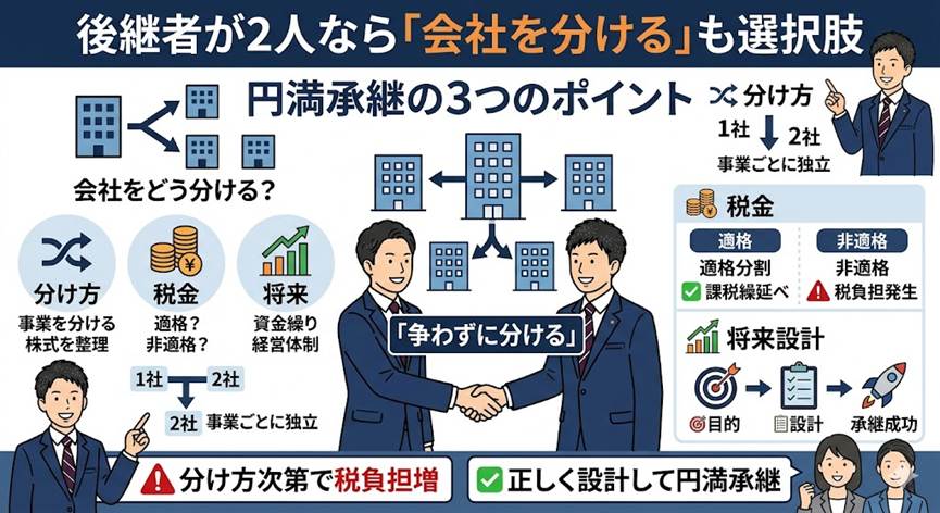 後継者が二人——会社を「円満に分ける」3つの視点