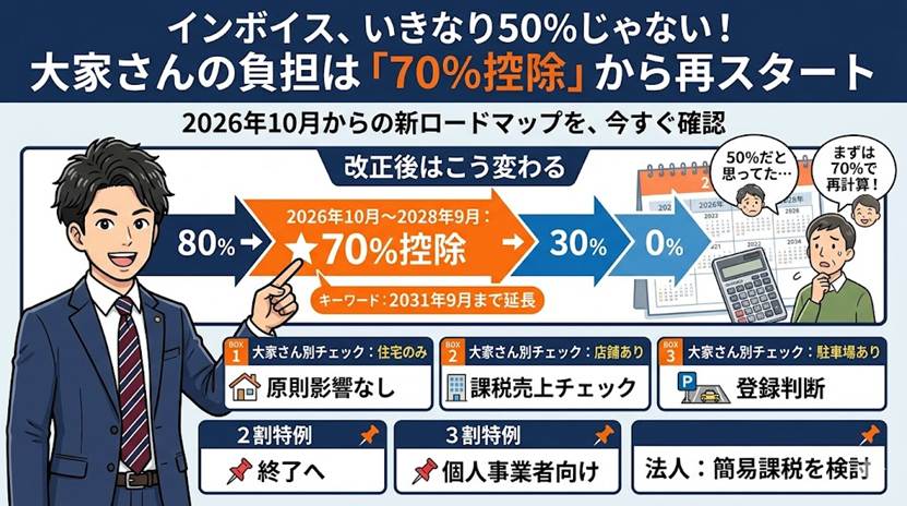 経過措置70%へ緩和 改正後インボイス対応の5視点