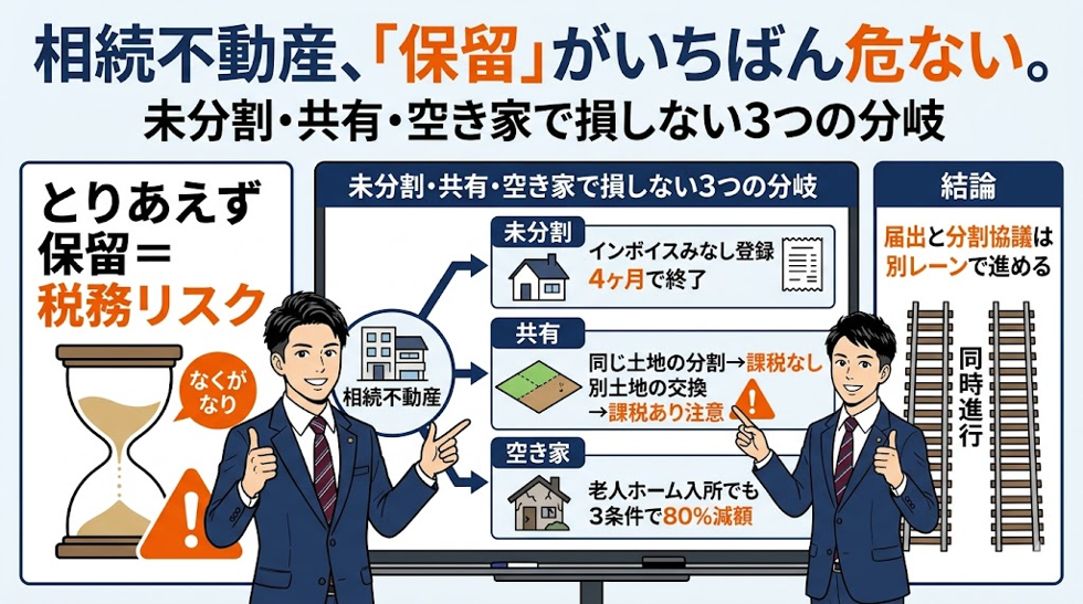 相続した不動産を「とりあえず保留」にしていませんか？——未分割・共有・空き家でつまずく3つの分岐