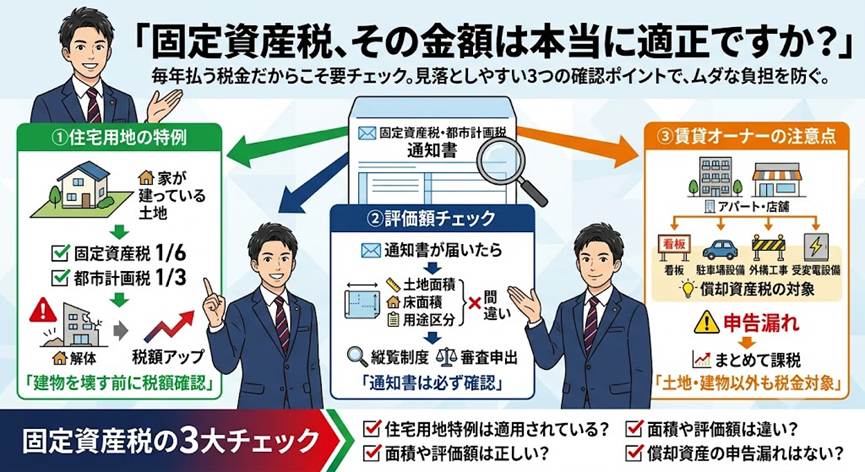 持っているだけでかかる不動産の税金、減らせる余地を見落としていませんか？――固定資産税で損しない3つの着眼点