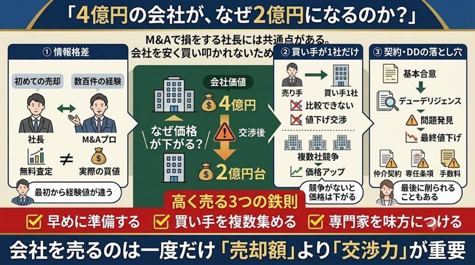 会社を売るとき、なぜ社長は安く買い叩かれるのか-M&A売却で損をしない3つの視点