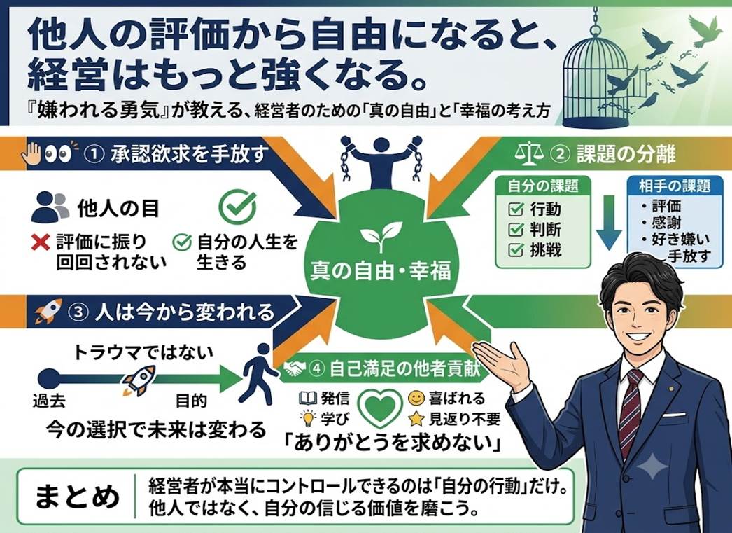 『嫌われる勇気』が教える、経営者のための真の自由と幸福論～他人の目を手放し、自己満足の他者貢献を生きる～