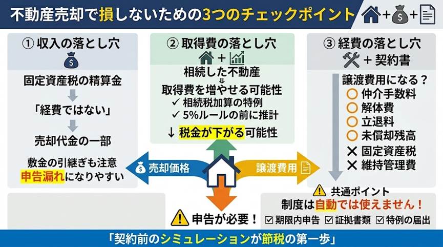 不動産を売った後の税金、その計算で損していませんか──譲渡所得で取りこぼしがちな3つの視点
