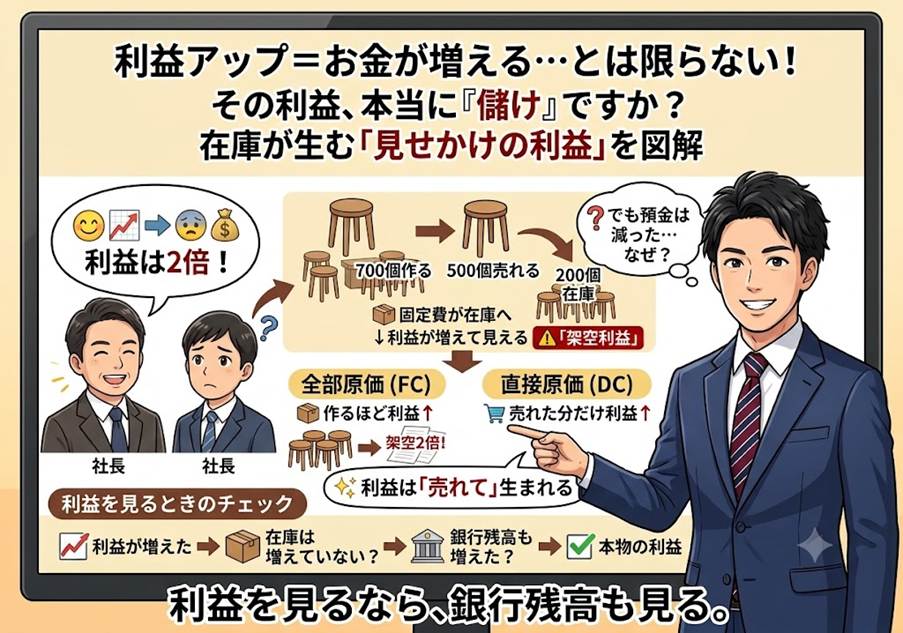 「作れば作るほど、儲かって見える」──帳簿の利益が増えたのに、お金が減った話