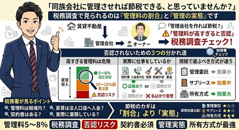 同族会社の不動産管理料 否認されない適正水準の実務
