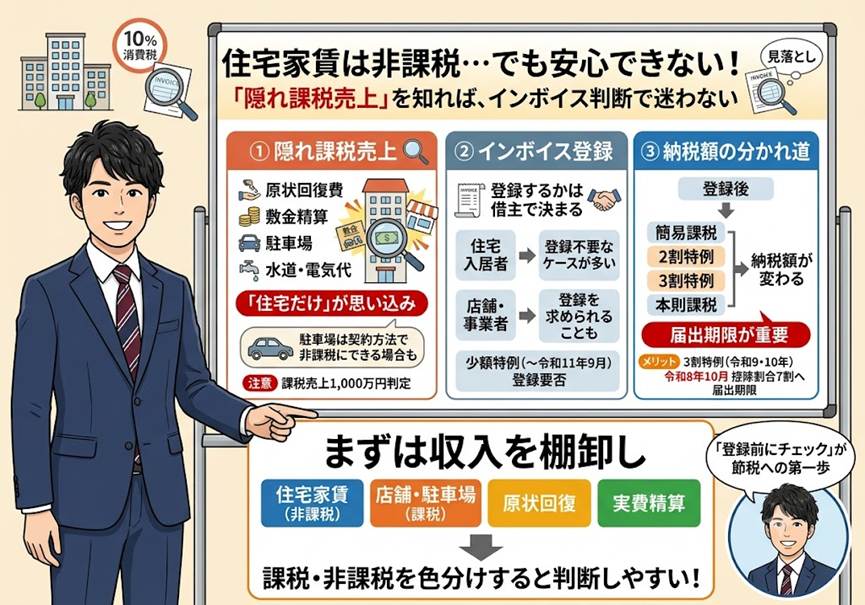 「住宅の家賃は非課税だから消費税は関係ない」と思っていませんか？——大家に潜む“隠れ課税売上げ”と、納税額が変わる3つの分かれ道