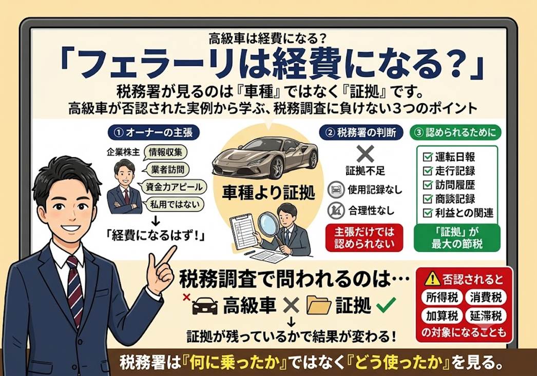 高級車は不動産経費で落とせる?フェラーリ・ポルシェの否認に見る、税務調査で負けない「証拠」の残し方