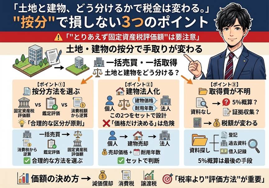 土地と建物、いくらずつで買いましたか？——「按分」を固定資産税評価額だけで決めると損をする3つの場面