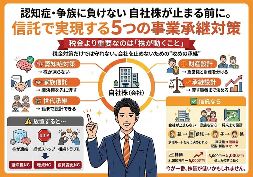 自社株を信託で承継 認知症・争族に負けない5つの備え