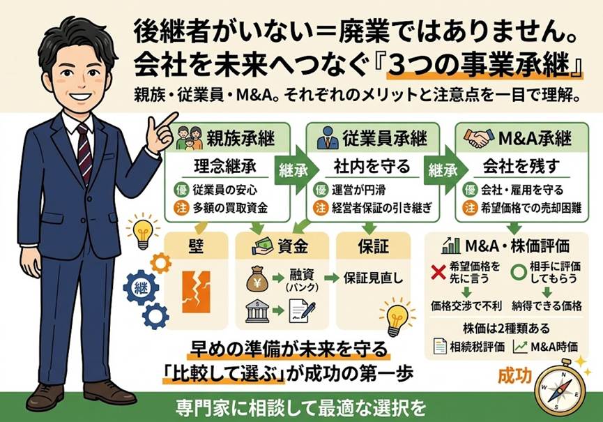 後継者がいない会社は、畳むしかない？――親族内・従業員・M&A、3つの承継の選び方