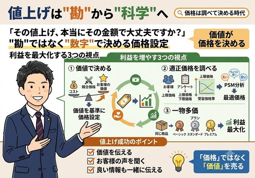 その値上げ幅、“勘”で決めていませんか？―― 科学的に「ちょうどいい価格」を見つける3つの視点