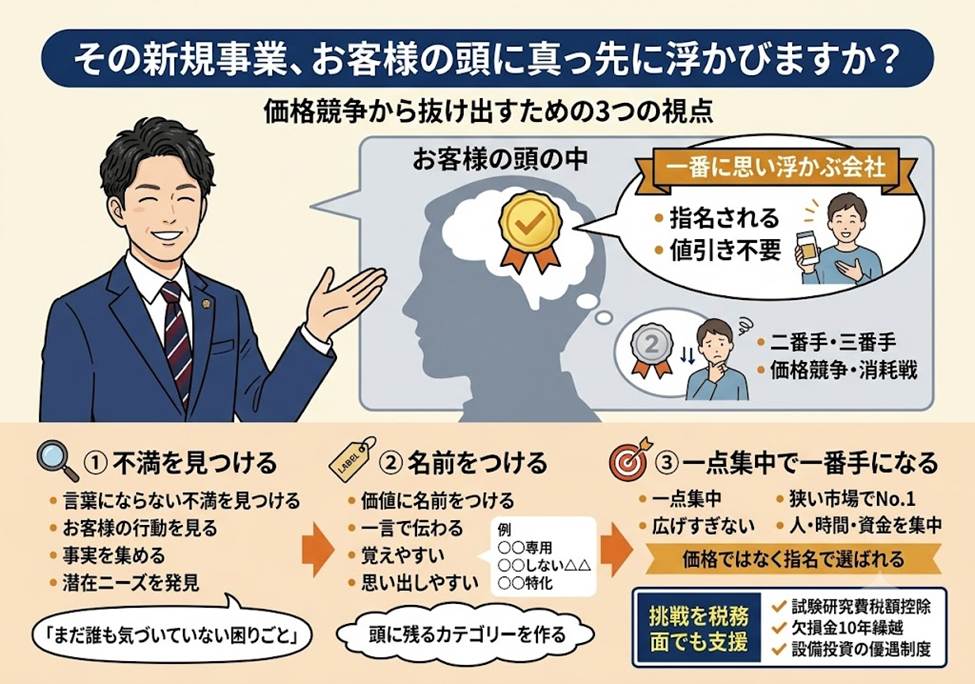 その新規事業、お客様の頭に真っ先に浮かびますか──価格で消耗しない3つの視点