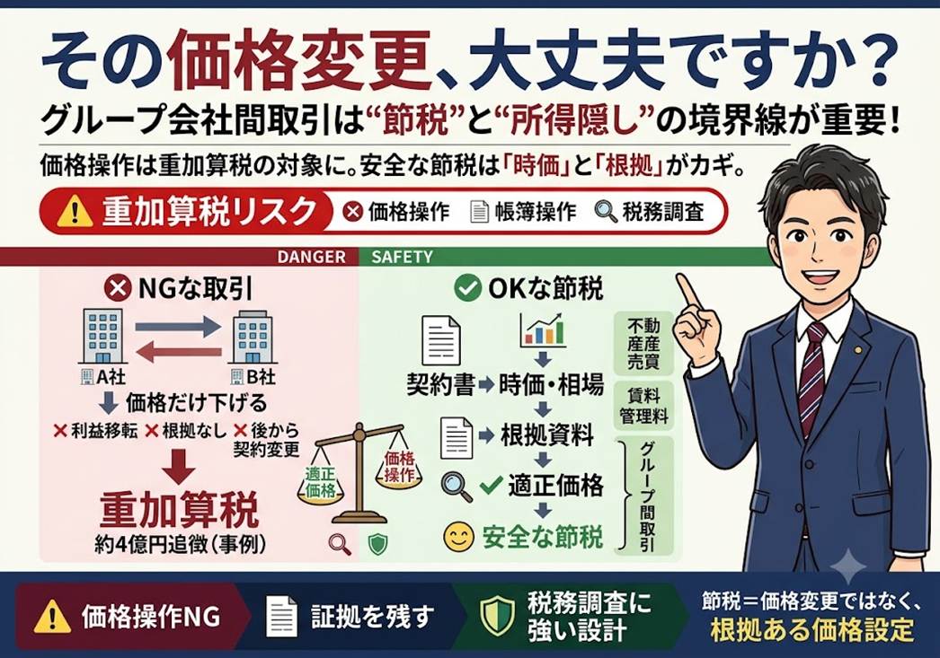 「知らなかった」では済まされない!グループ間取引の価格操作に潜む重加算税リスクと正しい節税戦略