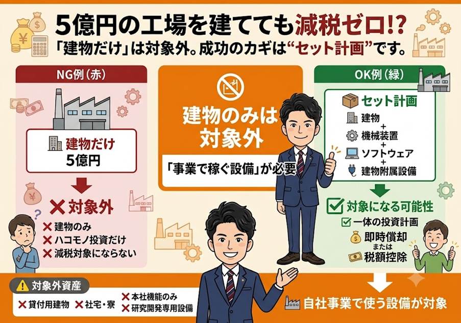 「5億円の工場を建てるだけ」では減税ゼロ？新税制の重要ルール「建物のみは対象外」と、賢いセット計画の作り方