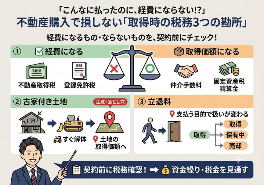 不動産を買った年、思ったより経費が少ないのはなぜ？——取得時に取りこぼさない税務3つの勘所