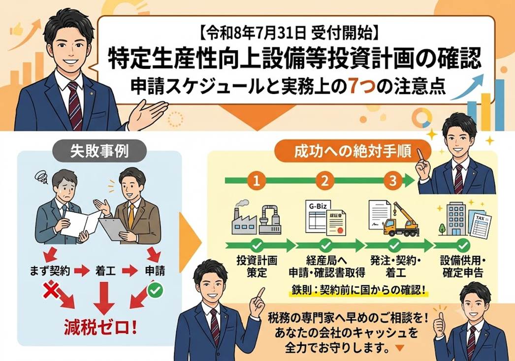 【令和8年7月31日 受付開始】特定生産性向上設備等投資計画の確認｜申請スケジュールと実務上の7つの注意点